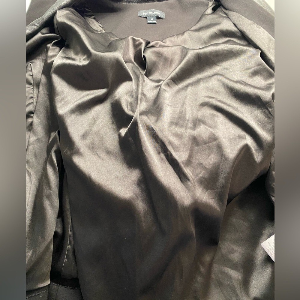 H by Halston Black Leather Trim Zip Jacket with Pockets Size 10 D - Picture 6 of 6